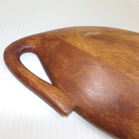 Vintage Large Wood Carved Leaf Bowl Plate - Picture 12 of 14